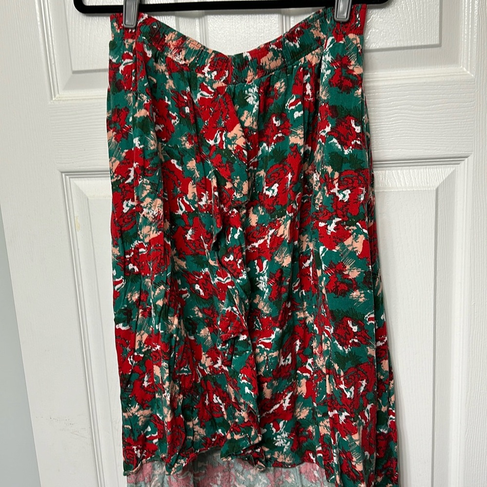 Porridge by Anthropologie High-Low Floral Skirt with Pockets